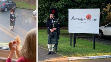 Delight for Residents as bagpipes come to Coventry care home